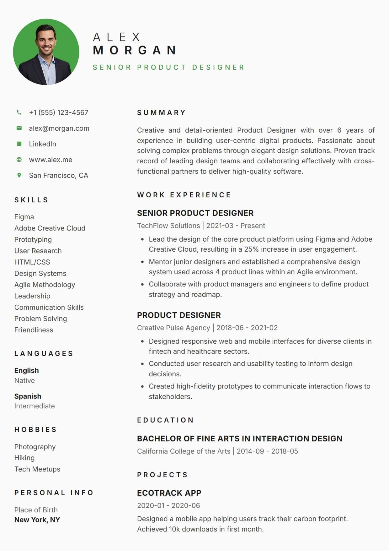 Base resume template Base resume template — A foundational and universally appealing design that prioritizes readability above all else. This template features an airy, borderless two-column layout, striking wide-tracked typography for the header, and subtle, vibrant color accents to draw the eye without overwhelming your content.