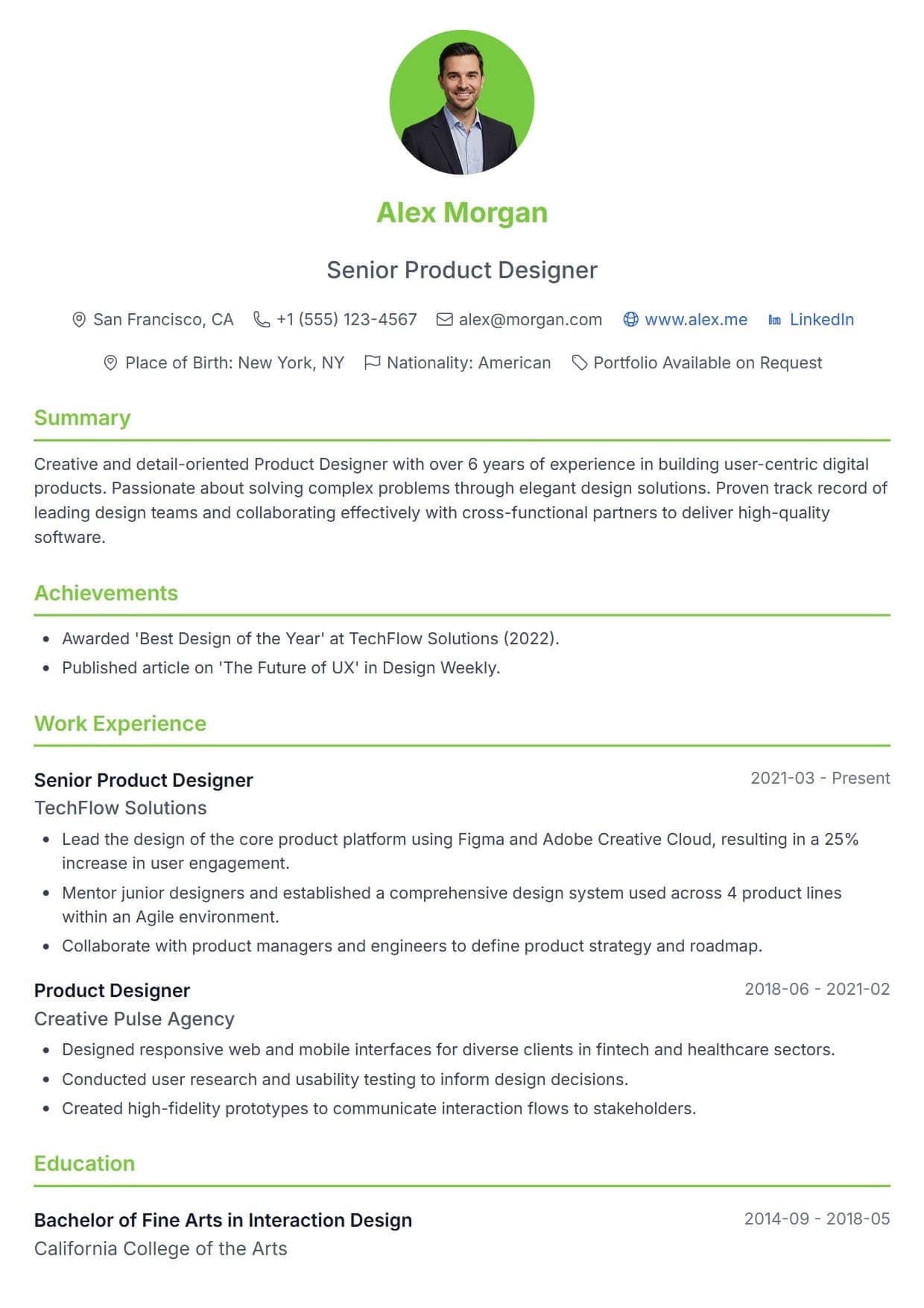 Classic resume template thumbnail