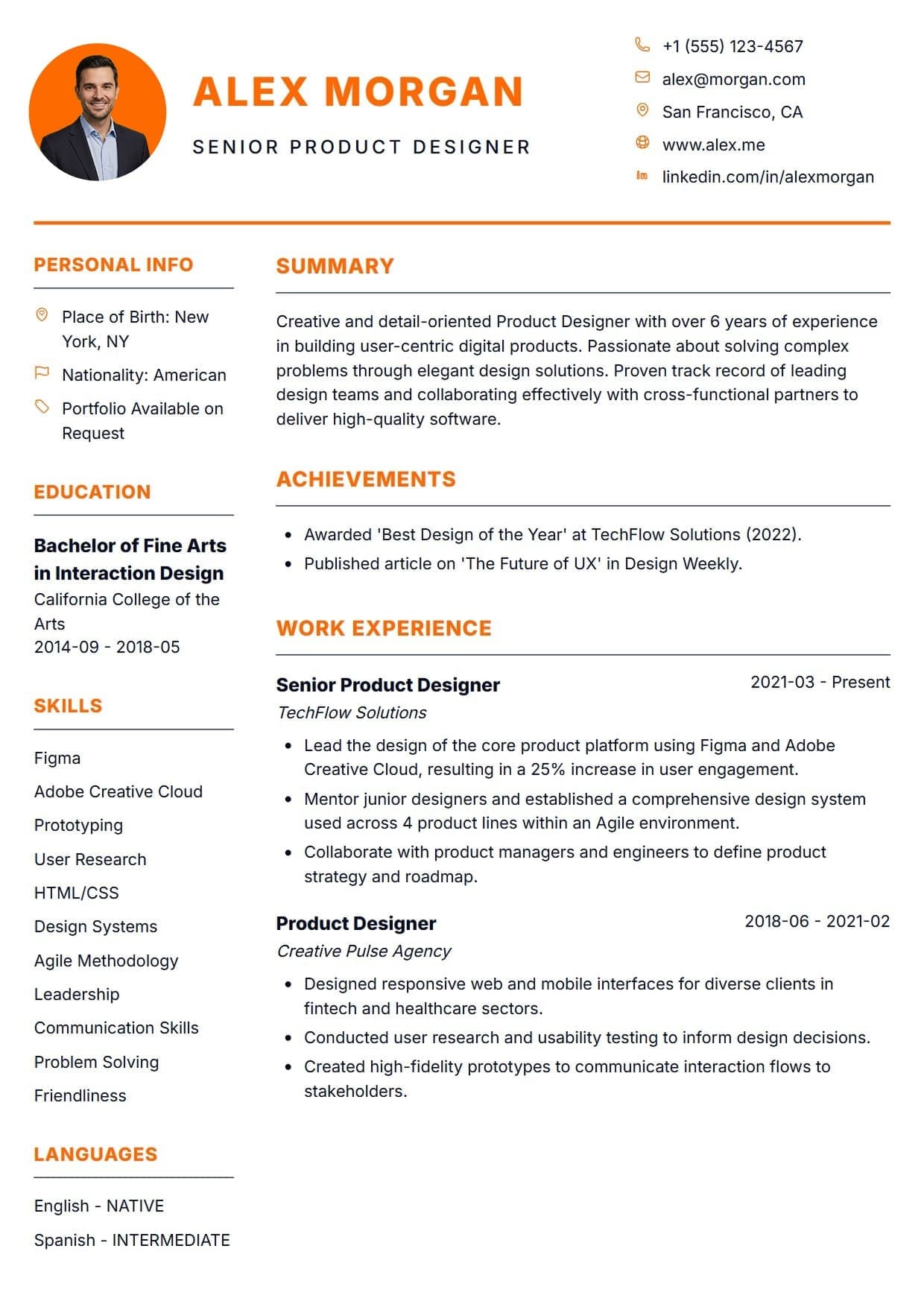 Minimalist resume template Minimalist resume template — A restrained two-column design with crisp dividers, compact sidebar details, and a polished editorial feel.
