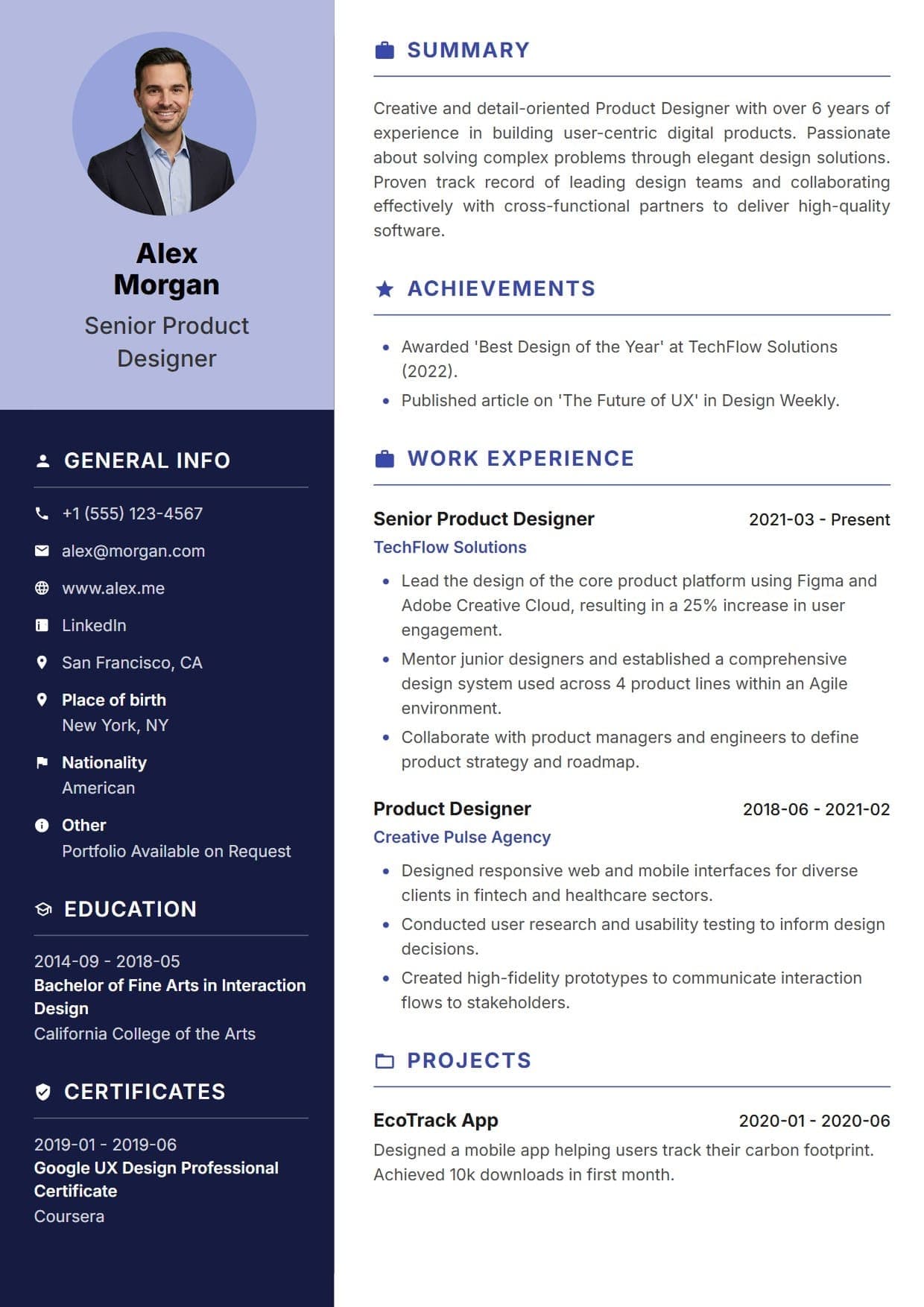 Squary resume template Squary resume template — A beautifully structured two-tone design that effortlessly organizes your professional timeline. Featuring a distinct split-color sidebar, this template provides a clean, modern aesthetic while keeping your core information highly accessible and easy to read.