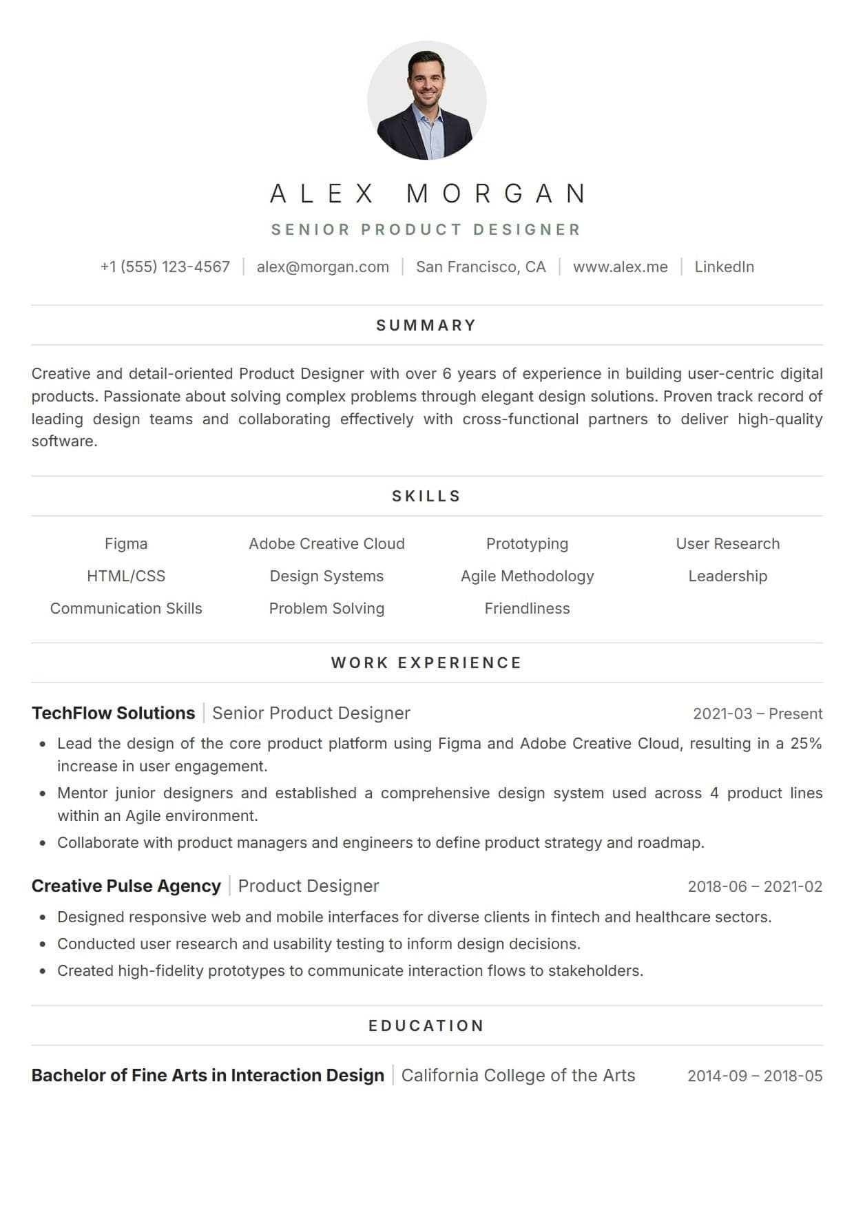 Zen resume template Zen resume template — A beautifully balanced, single-column design that breathes. Featuring a perfectly centered header, ample whitespace, and elegant horizontal dividers, this template offers a calm, highly readable canvas for your professional journey.